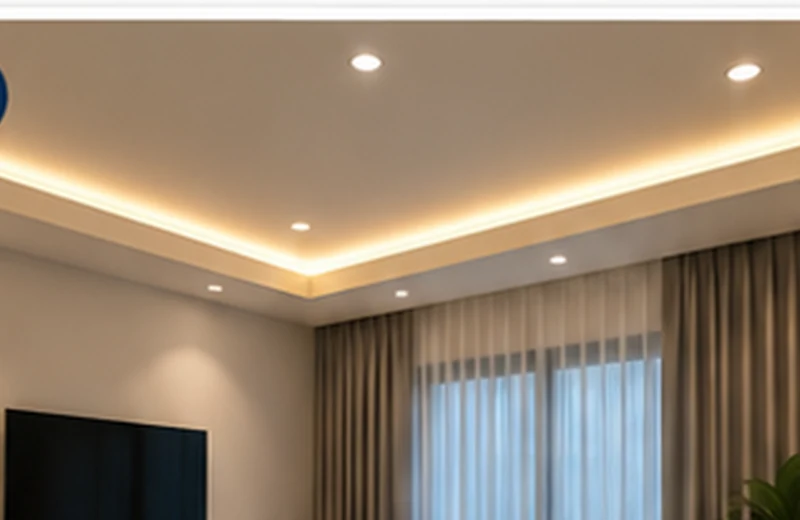 Ruang rumah dengan lampu siap dipasang